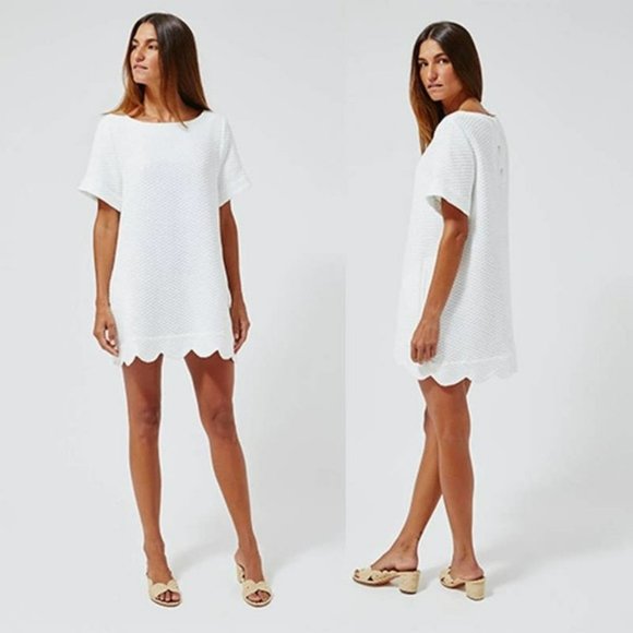 Lisa Marie Fernandez Scalloped Waffle-Knit Mini Dress White Size: Small NWT - Picture 1 of 10